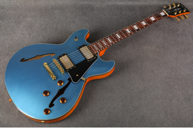 Полуакустическая гитара Harley Benton HB-35 Plus Metallic Blue