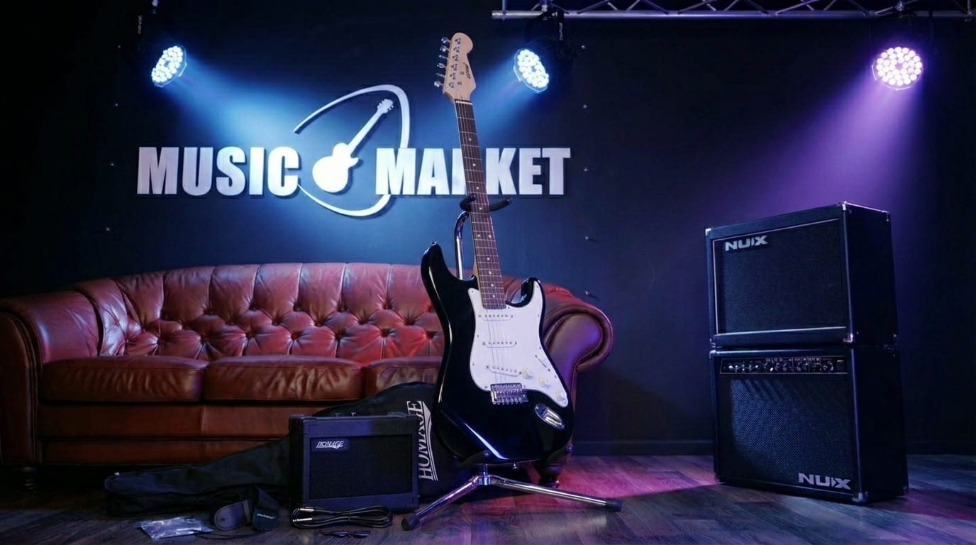 SET-HEG310BK Электрогитара в комплекте (комбик, чехол, ремень, струны, медиаторы), черный, Homage