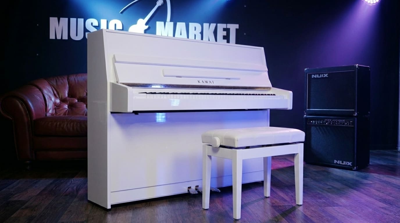Акустическое пианино Kawai K-15E WH/P - белый полированный