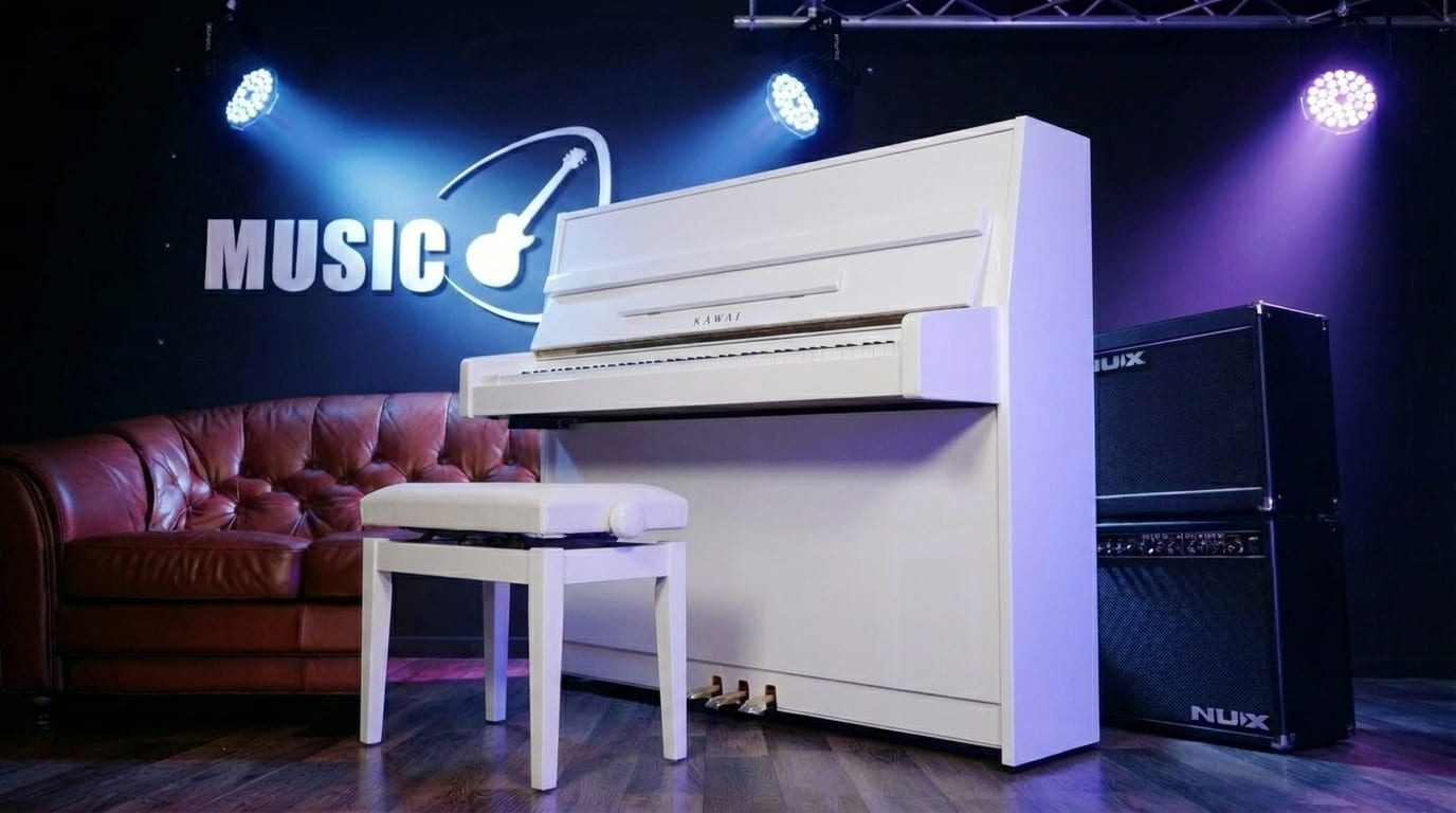 Акустическое пианино Kawai K-15E WH/P - белый полированный