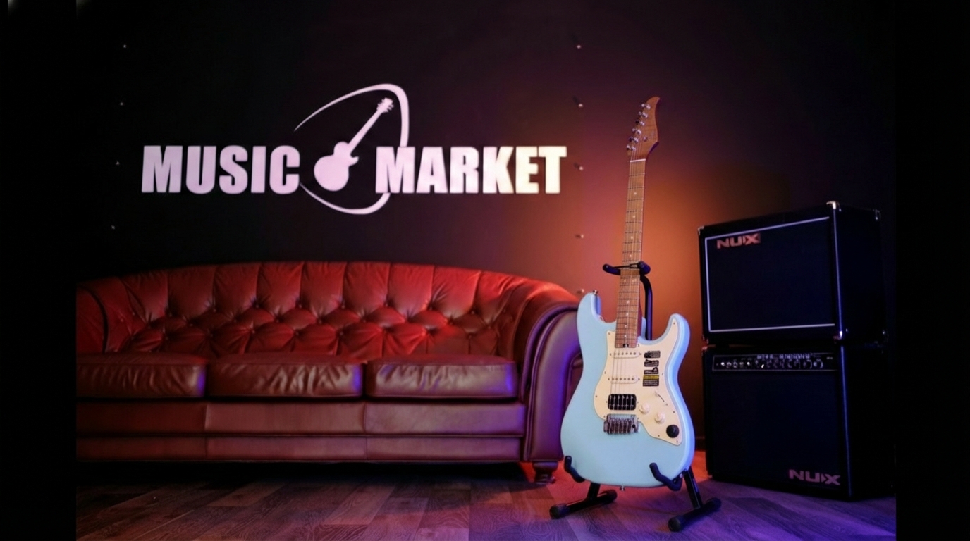 P801-Professional-801-BL Электрогитара с встроенным процессором, синяя, GTRS