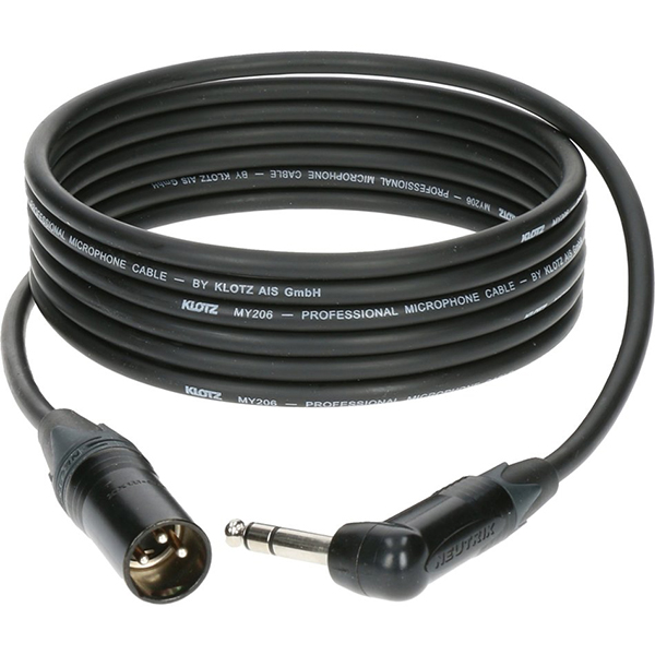 Кабель микрофонный, XLR-6.35мм угловой, 3м, Klotz M1MA1B0300 M1