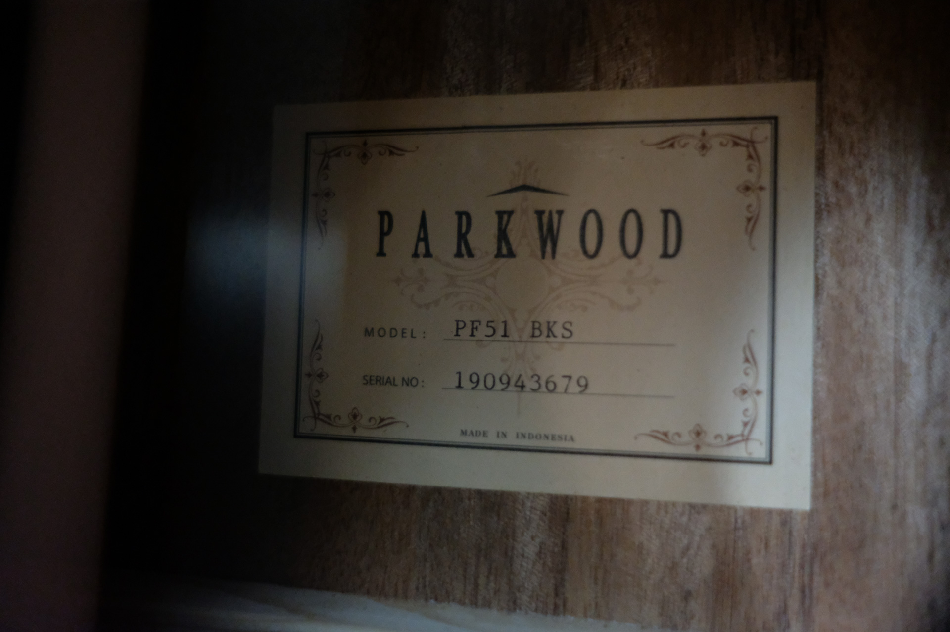 Акустическая гитара Parkwood PF51-BKS